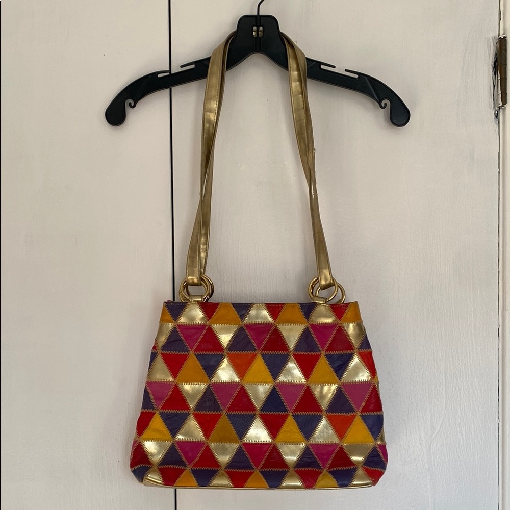 {Vintage} Colorful Geometric Patterned Shoulder Bag